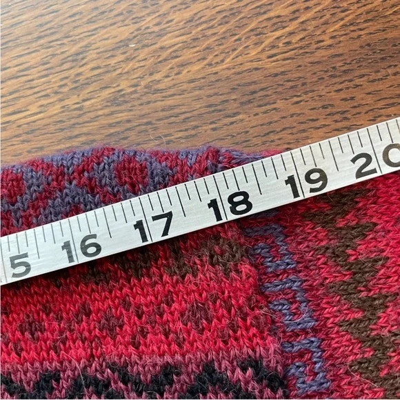 Vintage Baby Alpaca Fair Isle Sweater Cranberry Red Multicolor Men’s Size Small - Picture 6 of 15